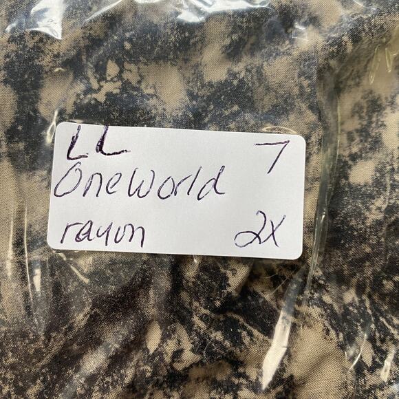 One World Blouse Womens 2X Black Beige Boho Crochet Trim Fairy Grunge Neutral - Picture 15 of 15